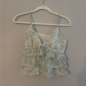 Womens Hollister Green/White Floral Print Flowy